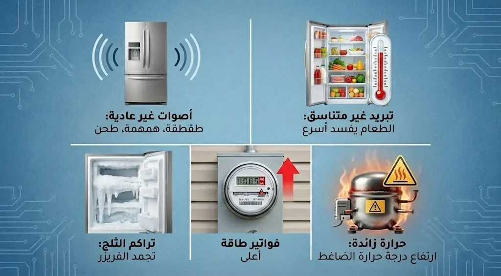علامات مبكرة تدل ان ضاغط الثلاجة على وشك التعطل